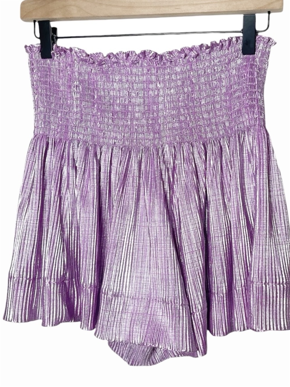 Queen Of Sparkles Metallic Lavender Smocked Swing Shorts Gameday Size S - Picture 2 of 4